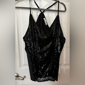 Grace Karin Sparkling Black Sequin Top 2XL
